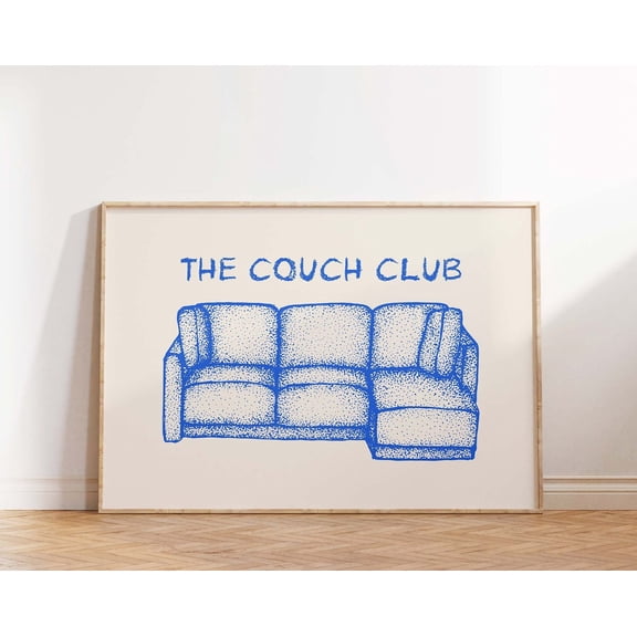 The Couch Club Print Horizontal Trendy Living Room Decor Retro Print Cute Quote Print Aesthetic Living Room Art Wall Art, Modern Wall Decor, 24x36 UNFRAMED