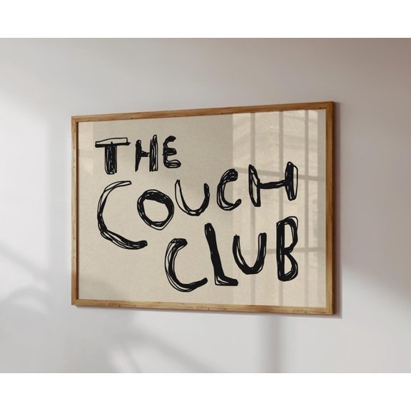 Couch Club Trendy Neutral Apartment Horizontal Wall Art Print, Creative Decorative Theme For Office And Gallery Wall Decor