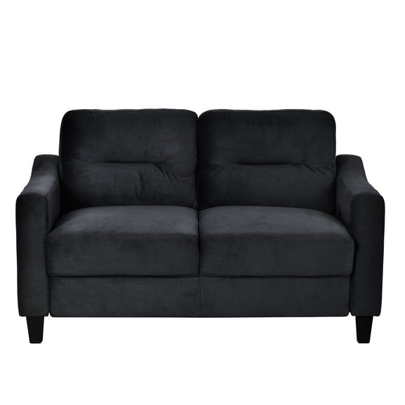 Bybafun Velvet Tufted Sectional Sofas, Black