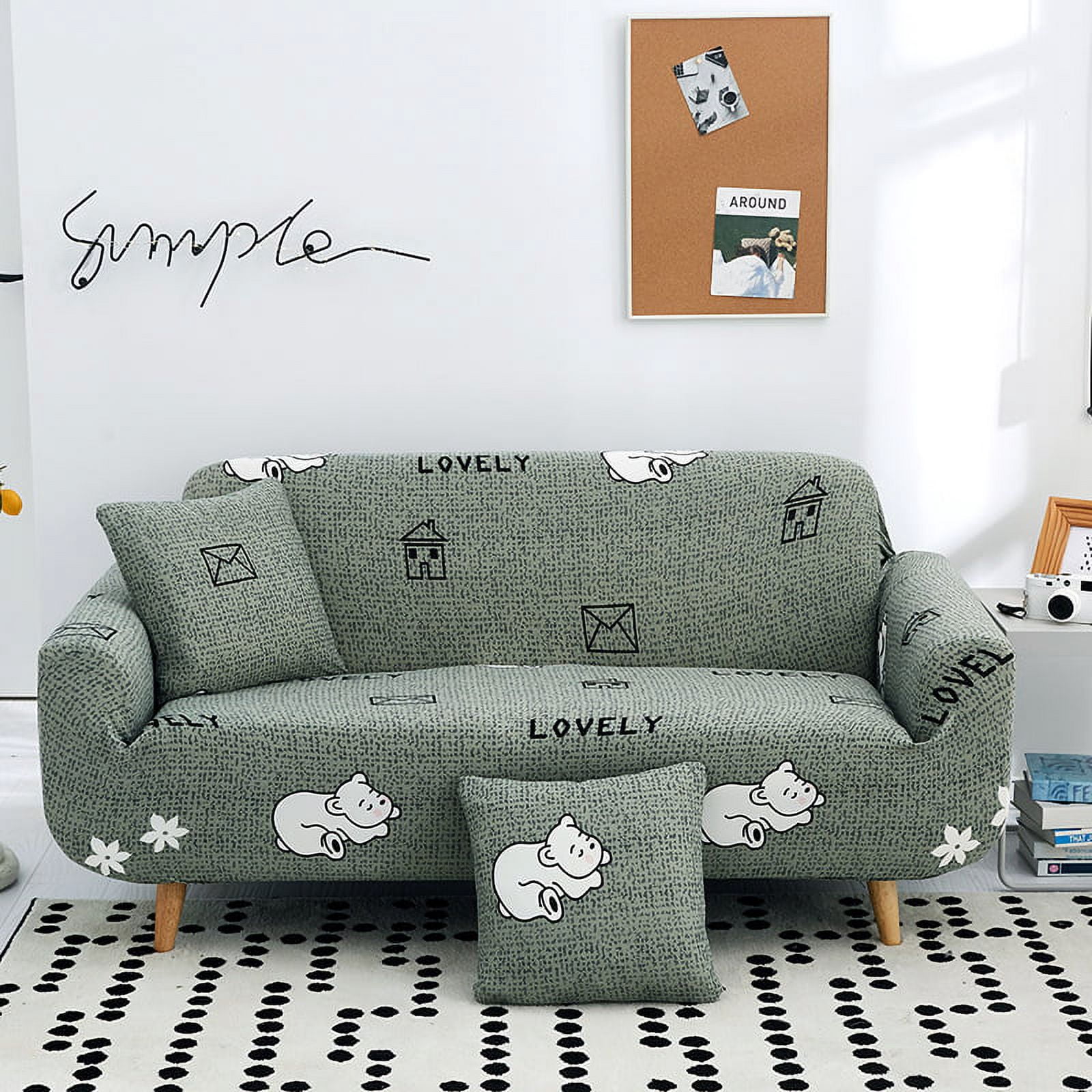 Digi Pattern Couch Couch Cover for 2 Cushion Couch, Art Pattern Loveseat Slipcover ...