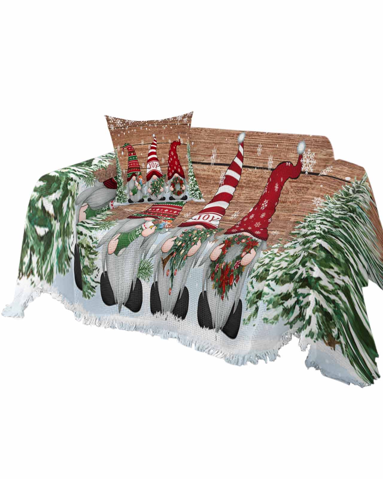 Couch Cover for 3 Cushion Cover, Christmas Gnome Xmas Tree Winter