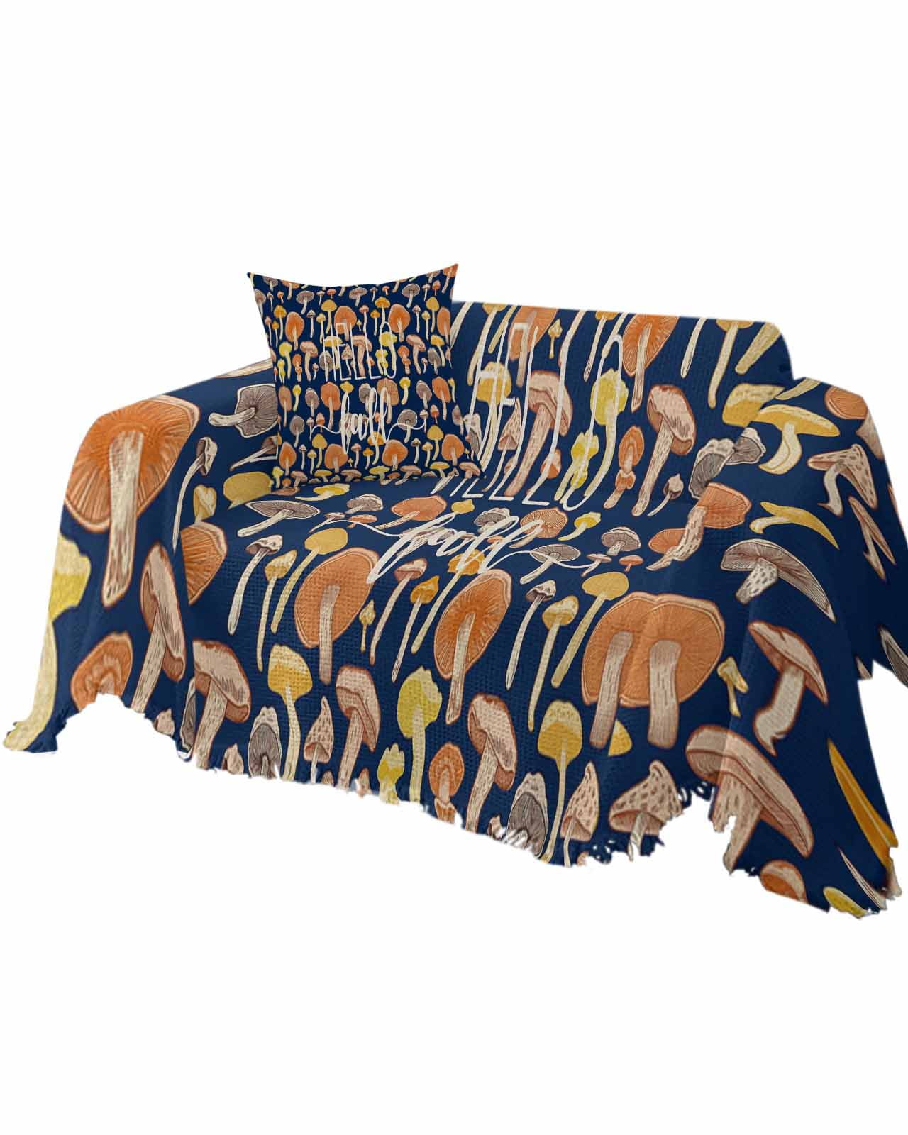 Couch Cover for 3 Cushion Cover, Hello Fall Thanksgiving Orange Yellow