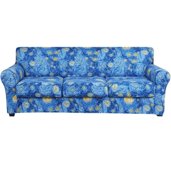 Couch Cover, Covers, Floral Pattern, Stretch, Printed, Sofa Slipcovers, for 3 Cushion Couch Sofa, Washable Furniture Protector for Dogs