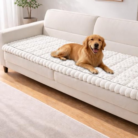 Couch Cover for Dogs WashableNon Slip Fuzzy Durable Couch Covers for 3 Cushion Sofa Pet Friendly Sofa Cover Dog Thick Soft Slipcovers Protector Couches Mat Bed Beige 27.6 x 82.7/70 x 210cm