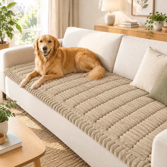 Couch Cover For Dogs Washable Non Slip Plush Flannel Sofa Protector ...