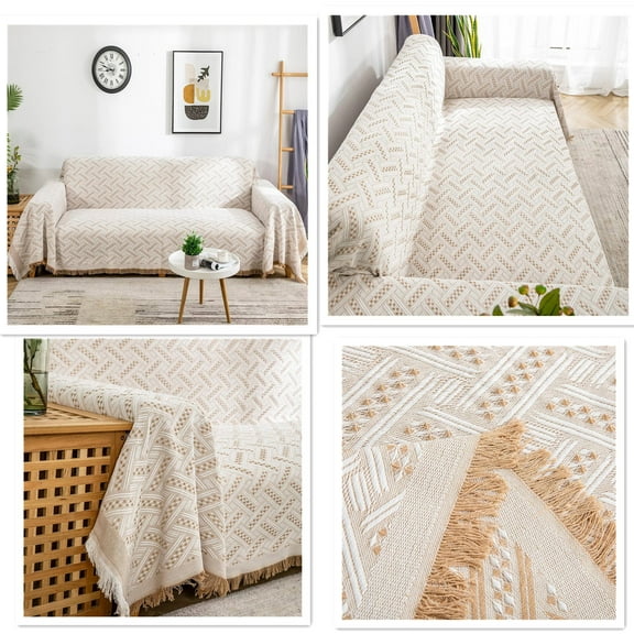 Couch Cover Sheet Blanket, Oversized Reversible Slipcover for 3-4 Cushion High Backed Backrest Sofa, Extra Large Furniture Dration Covers Sofa Slipcovers