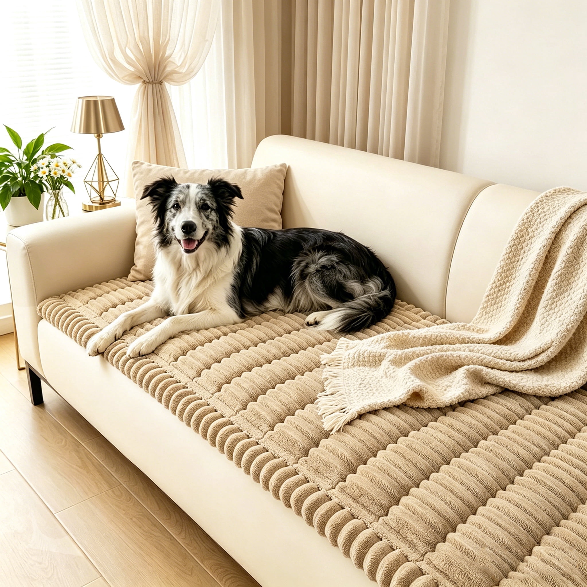 ORGOWEL Couch Cover Sofa Cover Non Slip Fuzzy Couch Covers for Dogs Washable Thick Soft Sofa Slipcovers Cushion Pet Friendly Furniture Protector(Brown,27.5"x70.8"）
