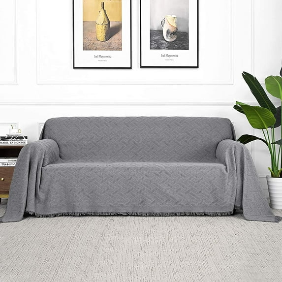 Couch Cover Sofa Covers for 3 Cushion Couch Sofa Protector Sectional Sofa Couch Cover for Pets Sofa Throws Living Room Geometrical Sofa Slipcovers for Dogs (XXX-Large, 91" x 150", Grey)