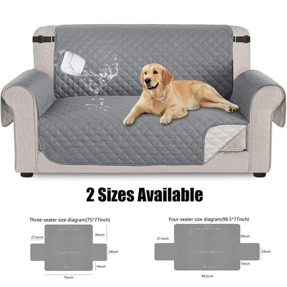 Waterproof Sofa Couch Cover, Slipcover with Elastic Straps,Non-Slip Protector Cover for Dogs, Kids, and Pets, Machine Washable (3-Cushion Couch)