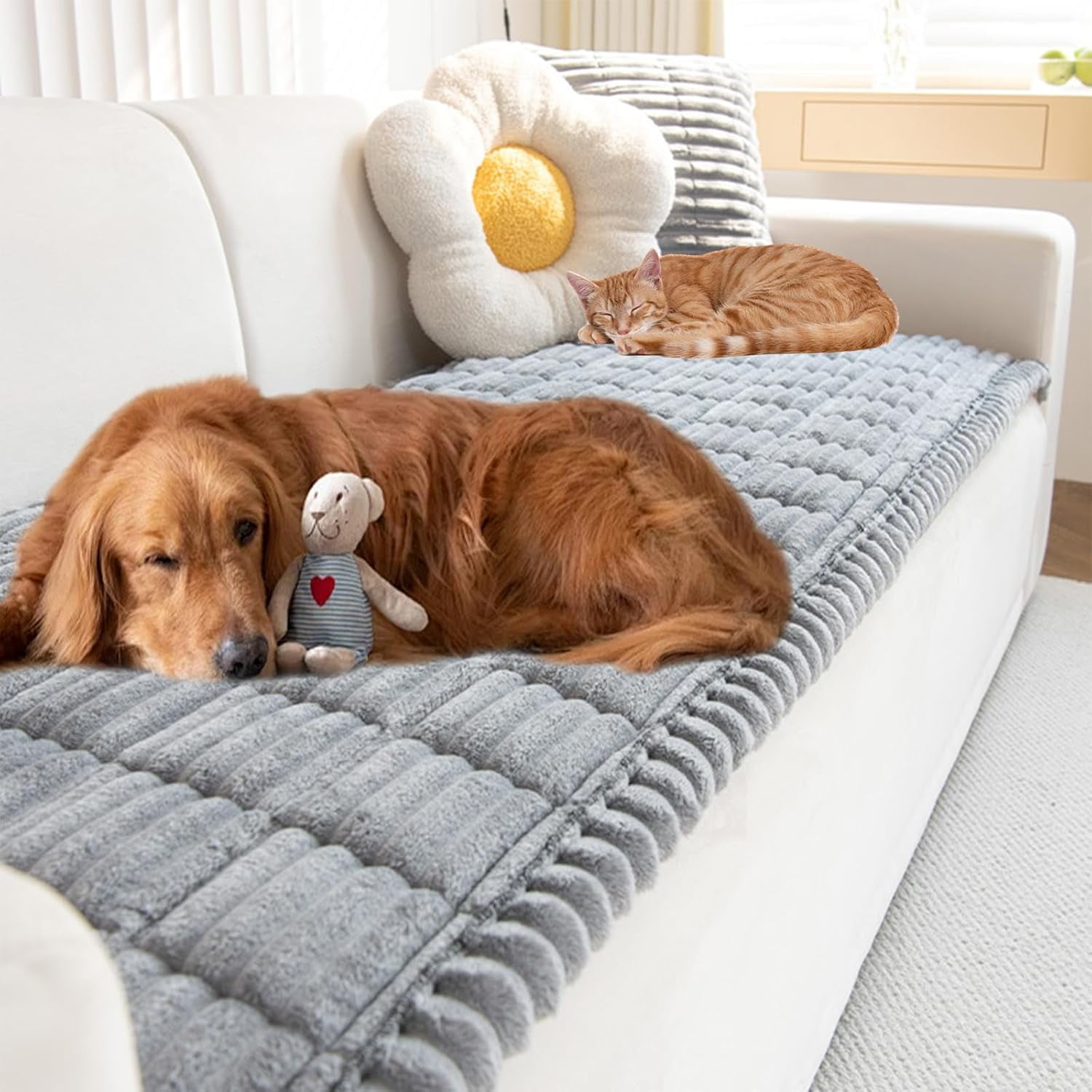 Couch Cover with Waterproof Lining, Plush Pet Couch Cover, Machine ...