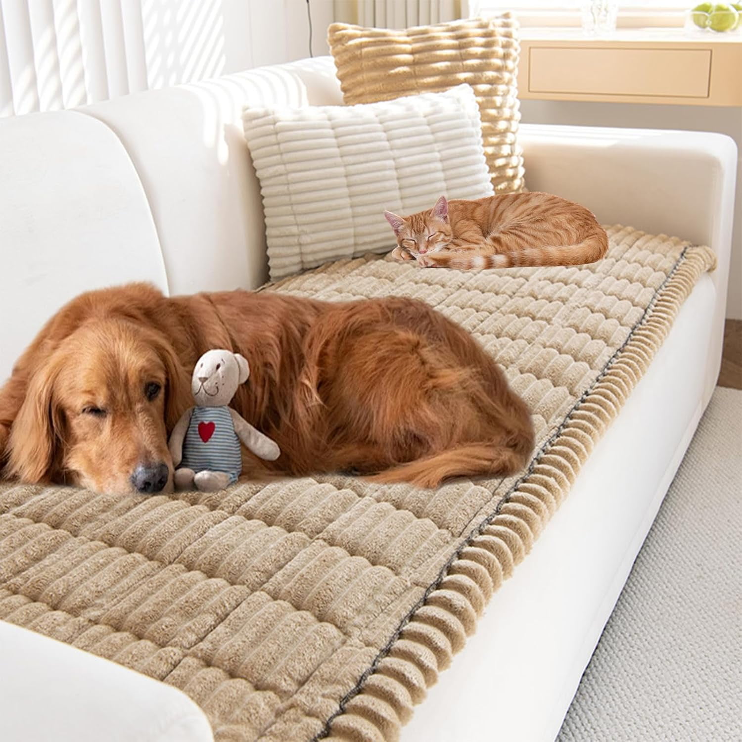 Couch Cover with Waterproof Lining, Plush Pet Couch Cover, Machine ...