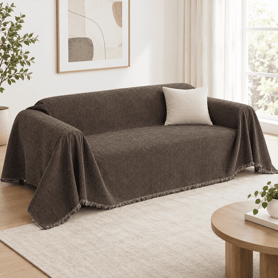 Couch Cover for 2 Cushion Sectional Sofa, L Shape Protector, Tassels ...