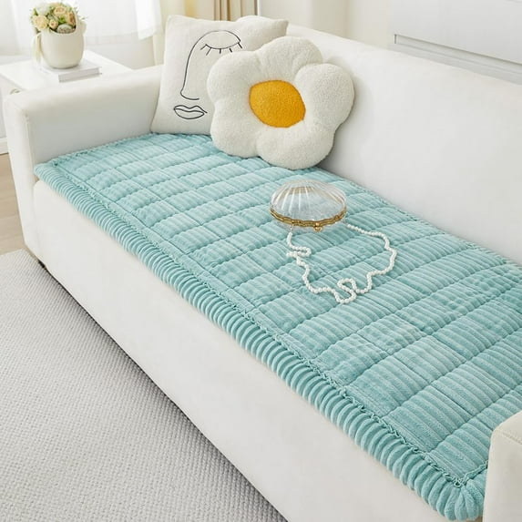 Couch Cover for Dogs Washable, Fuzzy Pet Couch Covers for 3 Cushion Sofa Pet Friendly, Non Slip Sofa Cover (Blue, 27.6" x 59")