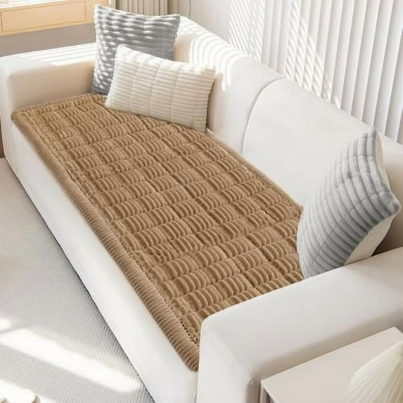 Couch Cover for Dogs Washable, Fuzzy Pet Couch Covers for 3 Cushion Sofa Pet Friendly, Non-Slip Sofa Protector, Brown, 27.6" x 70"