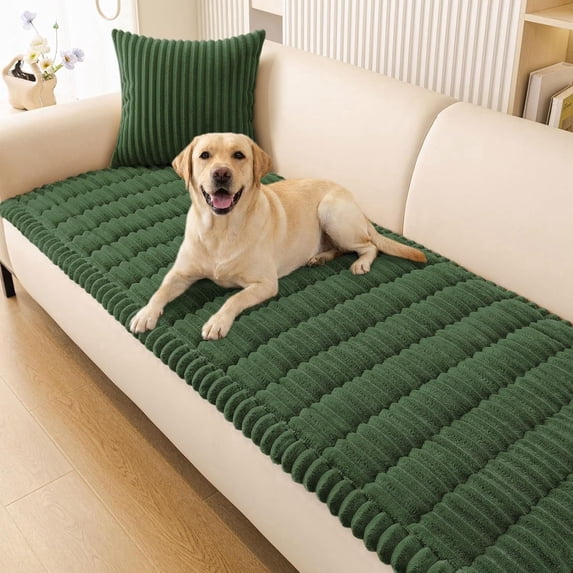 Couch Cover for Dogs Washable, Non Slip Fuzzy Pet Couch Covers,Sofa Pet Friendly, Thick Soft Sofa Slipcovers Cushion Protector,Dark Green 27.6"x 70.9"