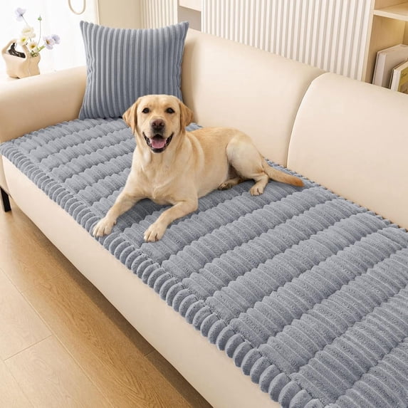 Couch Cover for Dogs Washable, Non Slip Fuzzy Pet Couch Covers,Sofa Pet Friendly, Thick Soft Sofa Slipcovers Cushion Protector,Gray 27.6" x 27.6"