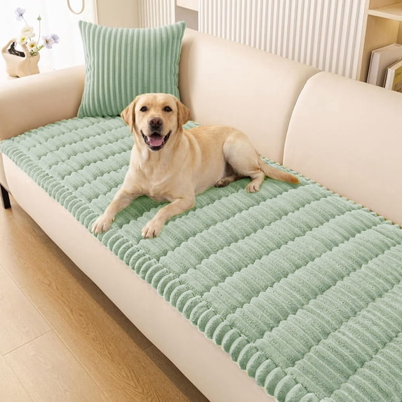 Couch Cover for Dogs Washable, Non Slip Fuzzy Pet Couch Covers,Sofa Pet Friendly, Thick Soft Sofa Slipcovers Cushion Protector,Green 27.6" x 27.6"