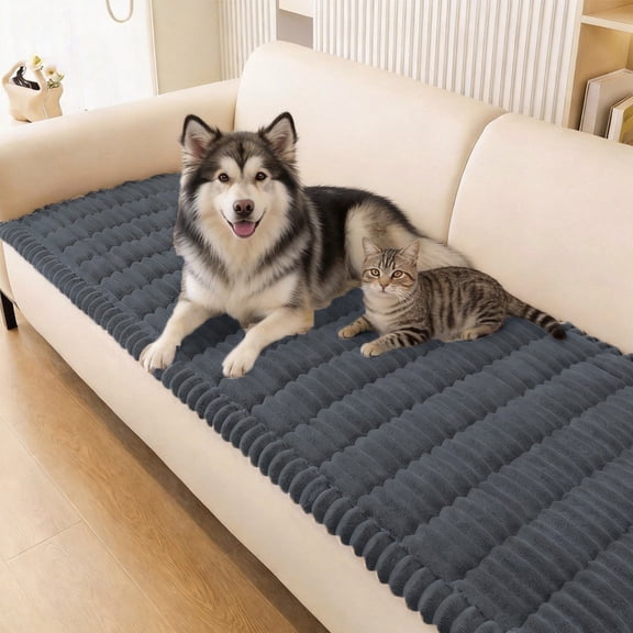 Couch Cover for Dogs Washable, Non Slip Fuzzy Pet Couch Covers for 3 Cushion Sofa Pet Friendly, Thick Soft Sofa Slipcovers Cushion Protector