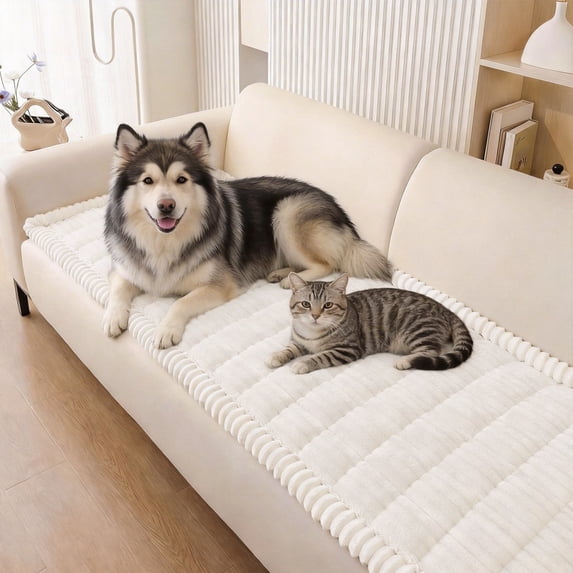 Couch Cover for Dogs Washable, Non Slip Fuzzy Pet Couch Covers for 3 Cushion Sofa Pet Friendly, Thick Soft Sofa Slipcovers Cushion Protector