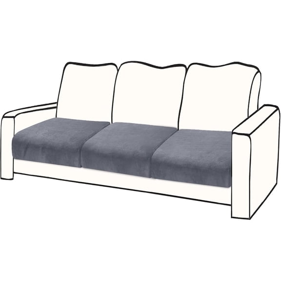 Couch Covers, 3 Pieces Couch Cushion Cover Velvet, Seat Cushion Cover, Stretch Sofa Covers, Separate Sectional Sofa Slipcovers, Furniture Protector(3-Seater or Backrest, Dark Grey)