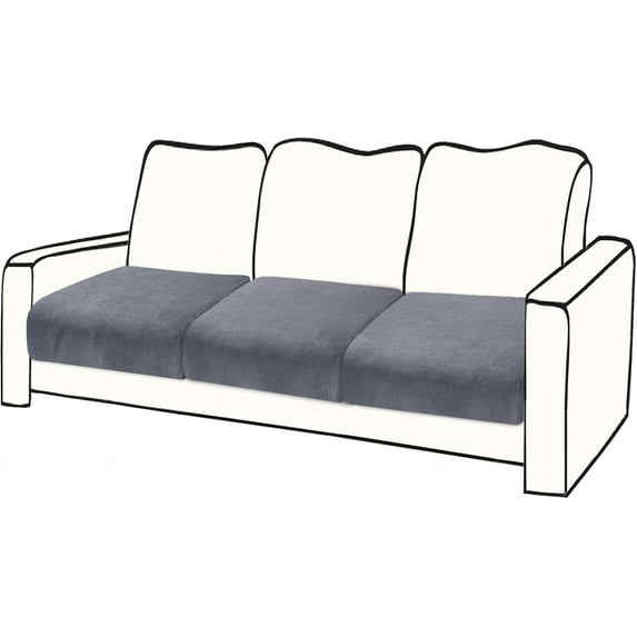 Couch Covers, 3 Pieces Couch Cushion Cover Velvet, Seat Cushion Cover, Stretch Sofa Covers, Separate Sectional Sofa Slipcovers, Furniture Protector(3-Seater or Backrest, Dark Grey)