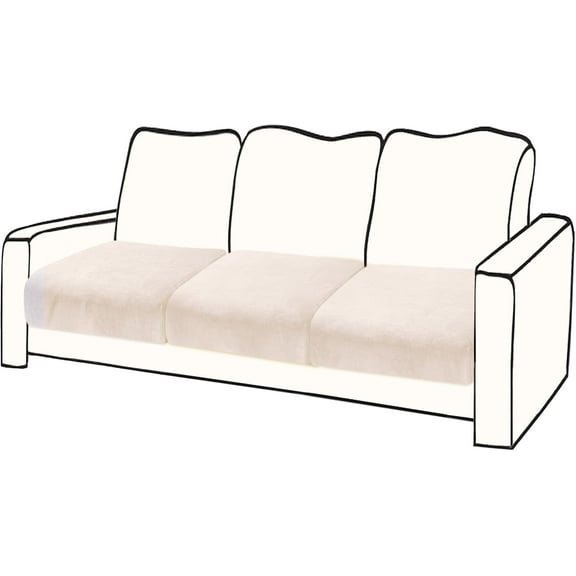 Couch Covers, 3 Pieces Couch Cushion Cover Velvet, Seat Cushion Cover, Stretch Sofa Covers, Separate Sectional Sofa Slipcovers, Furniture Protector(3-Seater or Backrest, Beige)
