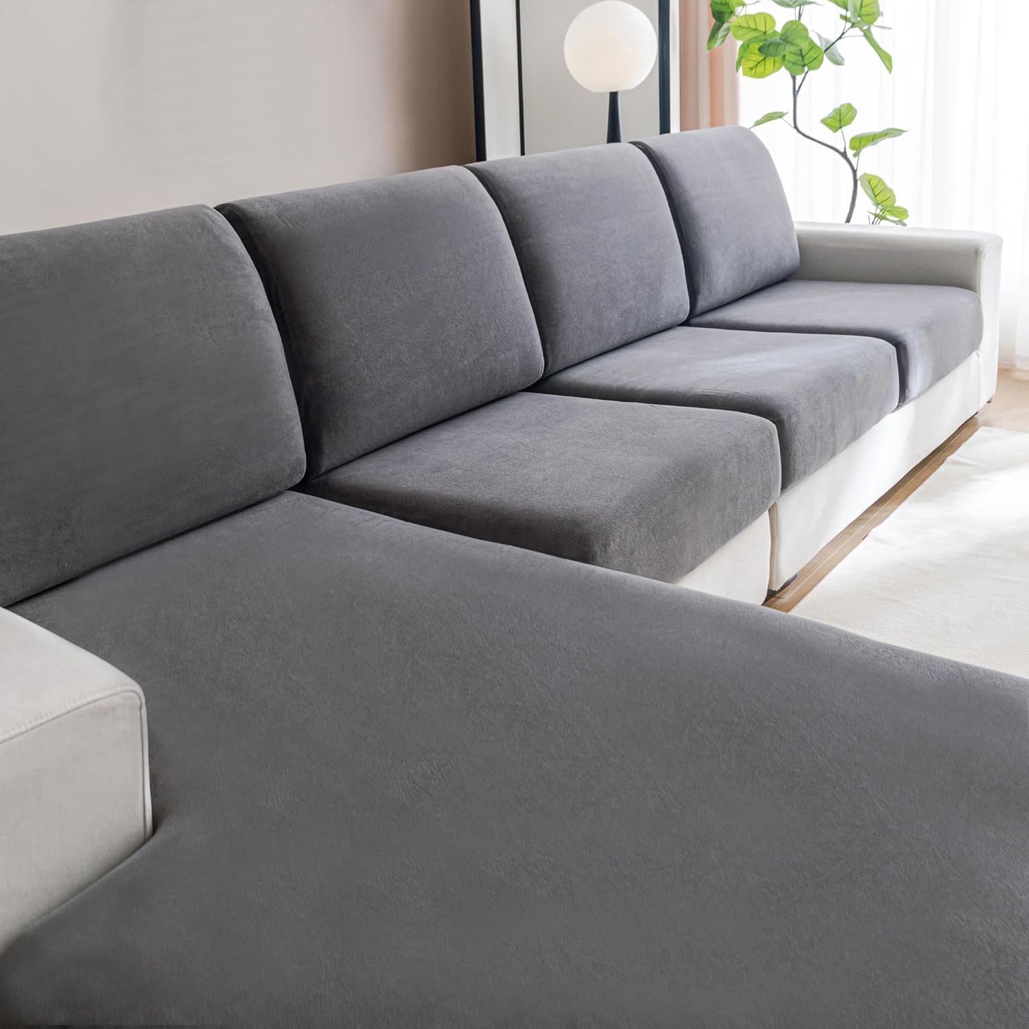 VANSOFY Sectional Couch Covers 100% Waterproof L Shaped Sofa Slipcover 3pcs Reversible Chaise Lounge Cover For Sectional Sofa Furniture Protector Cover For Pets Dog Cat(X Large, Black