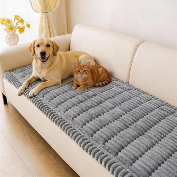 Couch Covers for Dogs Washable, Non Slip Plush Dog Sofa Protectors, Fuzzy Pet Couch Covers for 3 Cushion Sofa Pet Friendly
