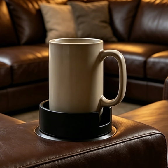 Couch Cup Holder Adapter Insert with Non-Slip Mat, Expands 3.6" to Hold Large Mugs Tumblers Bottles, Spill-Proof for Sofa Recliner & RV, Black (Fits 3.15" Holder), By Tanuke store