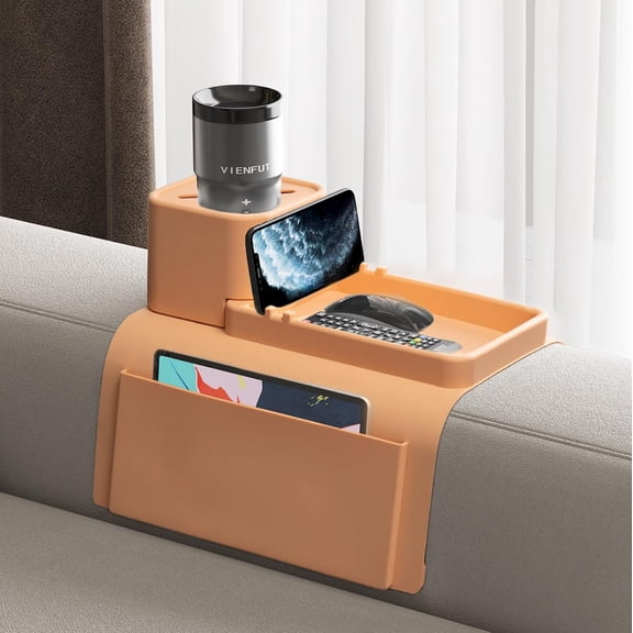 Couch Cup Holder,  Anti-Spill and Anti-Slip Sofa Armrest Tray, Dirt-Resistant Silicone Couch Arm Tray for Remote, Snacks, Cellphone and iPad, Gift for Family, Friend