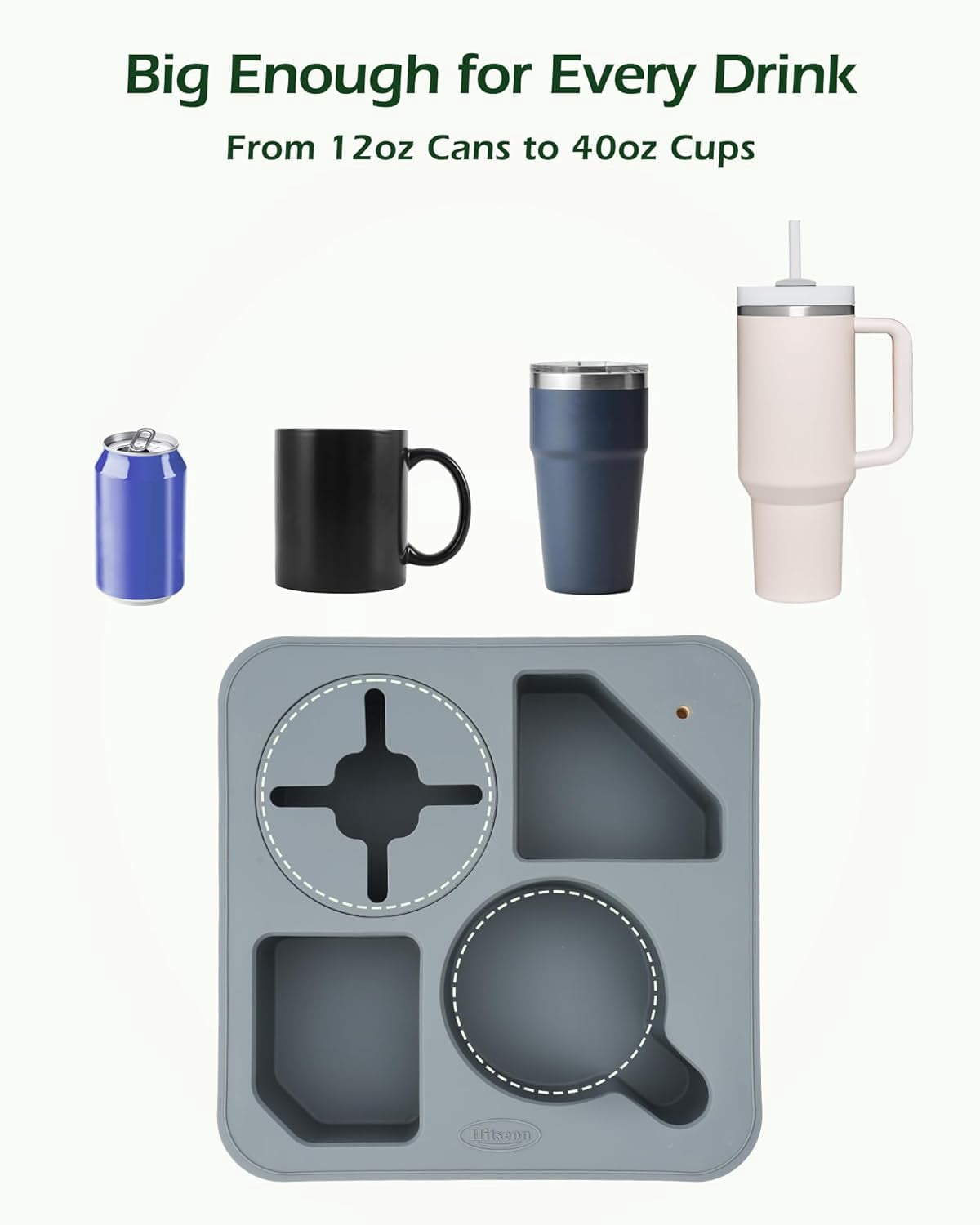 Couch Cup Holder Tray, Bamboo Couch Caddy with Rotatable Phone Holder for Bed Organizer, Waterproof Anti-spill Sofa Cup Holder for Snacks Beverage Remote Grey