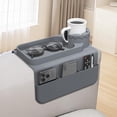 thumbnail image 1 of Couch Cup Holder Tray, Silicone Sofa Armrest organizer with Assesory Side Pockets for storage Remotes, Cell-phone,Tablet or Snack, Anti-Spill and Anti-Slip Couch Drink Holder Caddy(Gray), 1 of 6
