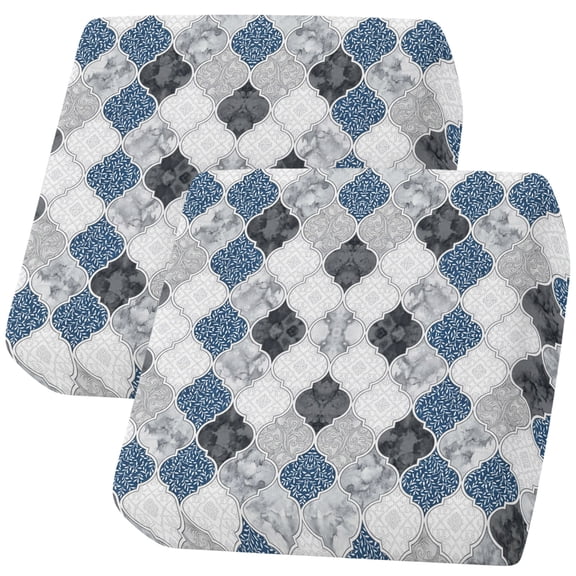 Couch Cushion Covers Blue Turquoise Damask Pattern Sofa Cushion Cover Stretch Seat Covers Lace Tile Framework Sofa Slipcovers Soft Furniture Protector for Sectional Sofas Living Room Small-2 Pieces