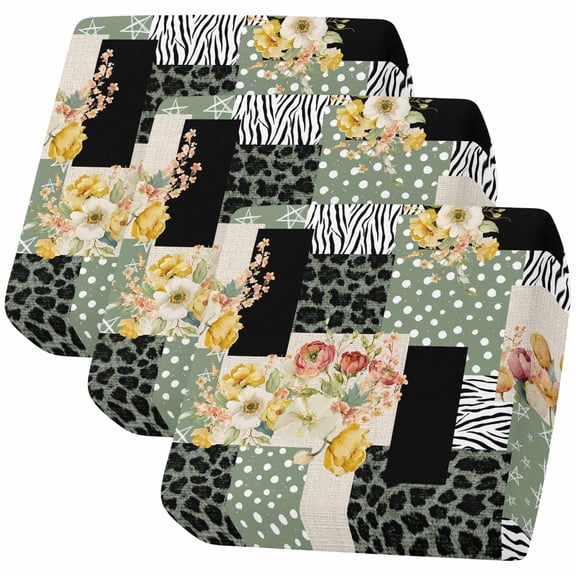 Couch Cushion Covers Floral Patchwork Collage Sofa Cushion Cover Stretch Seat Covers Green Zebra Leopard Print Sofa Slipcovers Soft Furniture Protector for Sectional Sofas Living Room Small-3 Pieces
