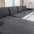 thumbnail image 1 of Couch Cushion Covers for Sectional and L Shaped Sofa, Stretch Soft Sofa Covers Washable Wear Resistant Slipcovers Furniture Protector Pet-Friendly (2 Seaters Covers+1 Chaise Cover, Dark Gray), 1 of 6