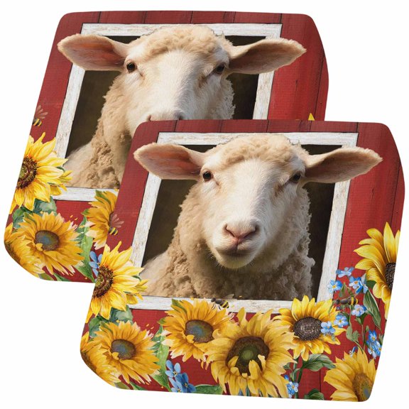 Couch Cushion Covers Sunflower Sheep Sofa Cushion Cover Stretch Seat Covers Farm Animal Barn Sofa Slipcovers Soft Furniture Protector for Sectional Sofas Living Room Small-2 Pieces