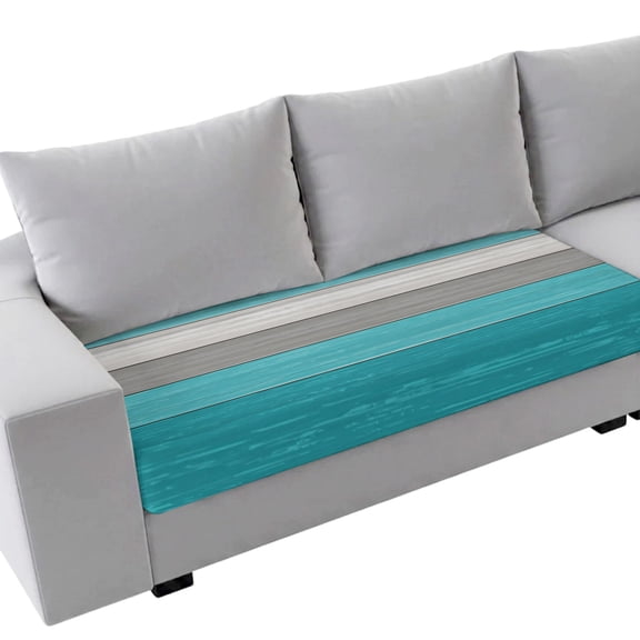 Couch Cushion Covers Turquoise Grey Wood Grain Sofa Cushion Cover Stretch Rustic Retro Wooden Plank Sofa Slipcovers Soft Furniture Protector for Sectional Sofas Living Room Medium-1 Piece