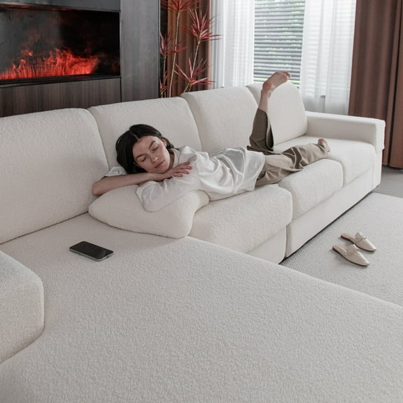 Couch Covers for L-Shape Sectional Sofa, Stretch Soft Sofa Slipcovers, Washable Wear-Resistant Furniture Protector with Elastic Bottom (1 Piece Back Couch Cover, Ivory)