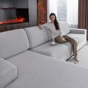 Couch Covers for L-Shape Sectional Sofa, Stretch Soft Sofa Slipcovers, Washable Wear-Resistant Furniture Protector with Elastic Bottom (1 Piece Back Couch Cover