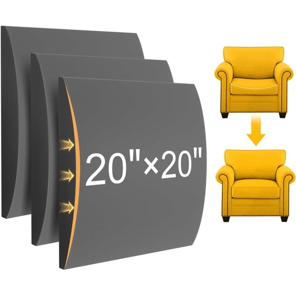 Couch Cushion Support for Sagging Seat, 20x20x2 inches High-Density Foam Sofa Cushions Support, Under Cushion Sag Repair, Grey Set of 3