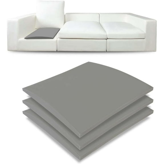 Couch Cushion Supports for Sagging Seat 22'' x 22'' High Density 40D Curved Foam Sofa Cushion Support Under The Saggy Pads Firmer Foam Lifters for Saggy Couch (Grey (Set of 3), 22 Inch * 22 Inch)