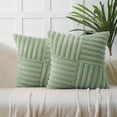 thumbnail image 1 of All Smiles Couch Decorative Throw Pillow Covers 18x18 Set of 2 Faux Fur Plush Soft Fluffy Velvet Cushion Case Cozy Fuzzy Striped Pillowcase Home Decor for Sofa Living Room Bedroom,SageGreen, 1 of 1