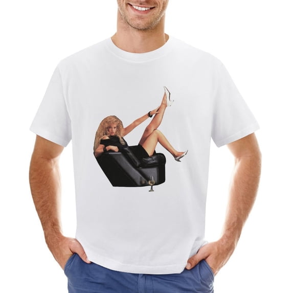 Couch Drinking Vintage T-shirt Mens Cotton Classic Crewneck Short Sleeve Tees Unisex White 2XL