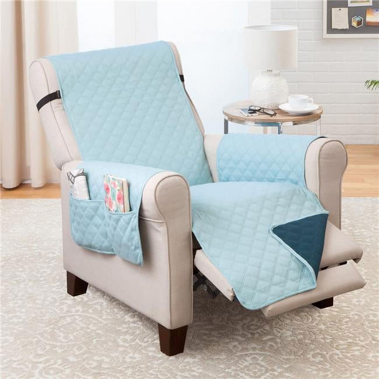 Couch Guard XL Recliner Cover Sofa Slipcover Furniture Protector. Shield Protects from Dogs Cats Kids Stains. Reversible Convenient Pocket Elastic Strap Easy Wash Dry. Jade Teal Walmart