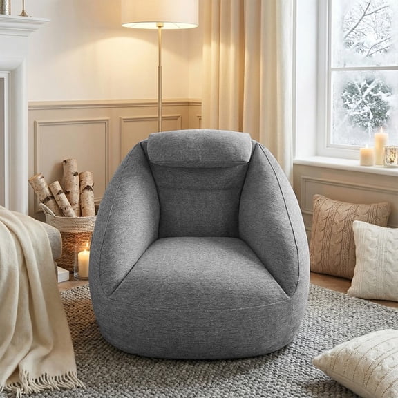 Couch, One Size Cloud Ergonomic Inflatable, Polyester, Charcoal 37.4"W x 31.5"D