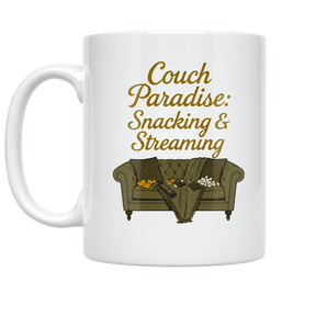 Couch Paradise Snacking and Streaming - Binge Watcher - 11 oz Ceramic Coffee Mug