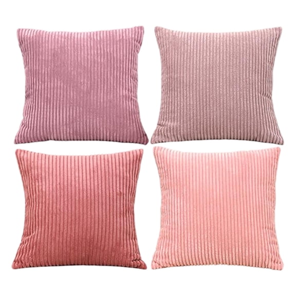 Couch Pillow Covers, Striped Throw Pillow, Corduroy Pillow Covers, Muted Pink Hues, Textured Fabric, Square, Living Room Decorations, Pillow Set of 4, Inserts Excluded