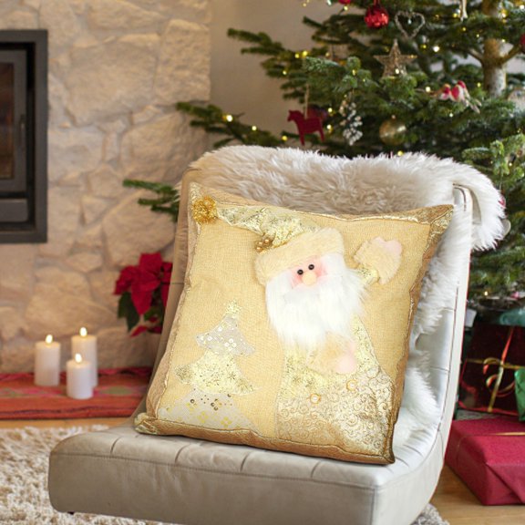 Couch Pillows Covers Hwkond Santa Claus Snowman Throw Pillow Cover Home Gold Christmas Throw Pillow Sofa Pillow Cushion,(Up to 25% Off)GoldA