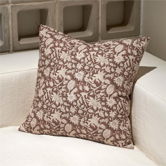 Couch Pillows Floral Throw Pillow Covers  for Living Room Decorative Accent Pillow Covers Block Print Farmhouse Neutral Pillow Covers Sofa Pillows,1PC