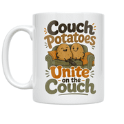 Couch Potatoes Unite on the Couch - Weekend Relaxation Enthusiast - 11 oz Ceramic Coffee Mug